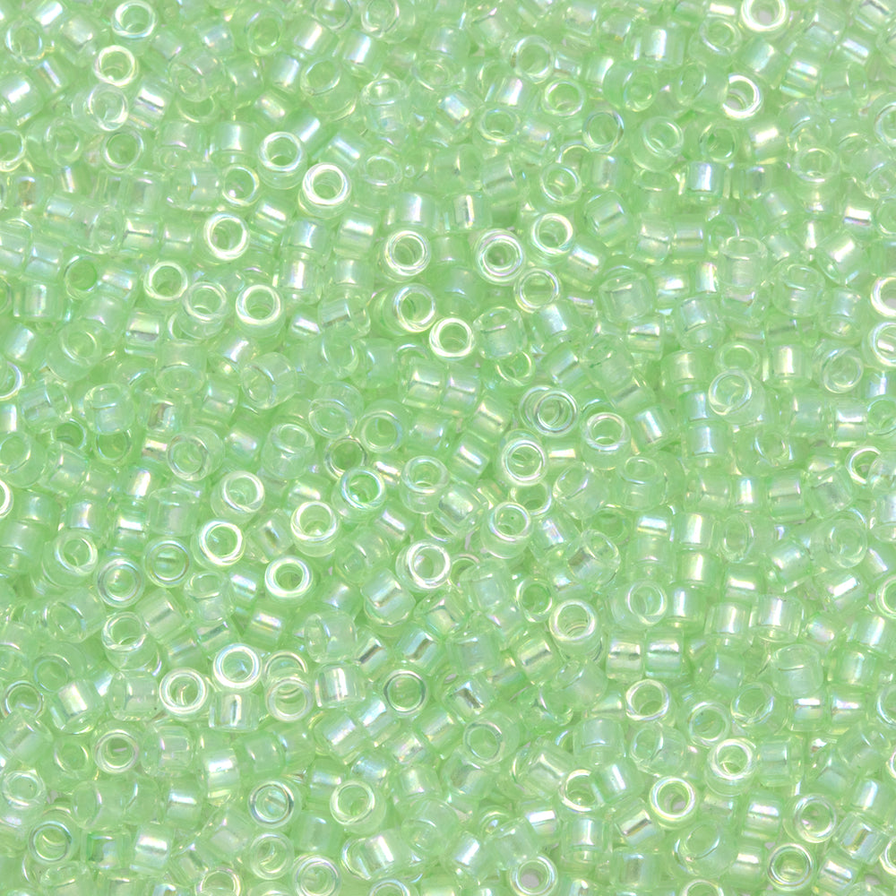 Toho Aiko Seed Beads, 11/0 #172 'Transparent Dyed Spring Green Rainbow' (4 Grams)