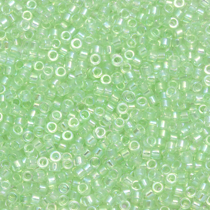 Toho Aiko Seed Beads, 11/0 #172 'Transparent Dyed Spring Green Rainbow' (4 Grams)