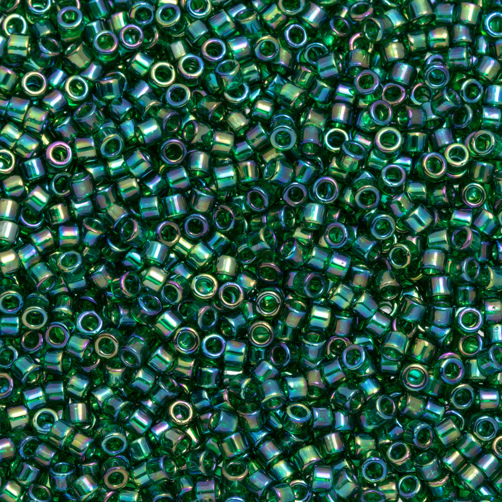 Toho Aiko Seed Beads, 11/0 #179 'Transparent Green Emerald Rainbow' (4 Grams)