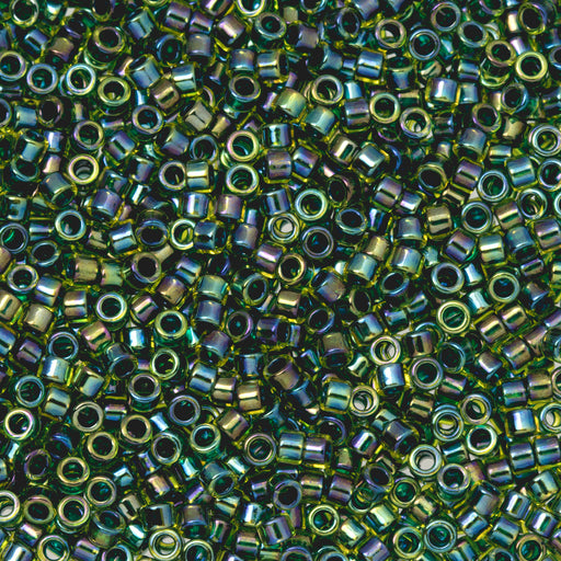Toho Aiko Seed Beads, 11/0 #1829 'Forest Green-Lined Jonquil Rainbow' (4 Grams)