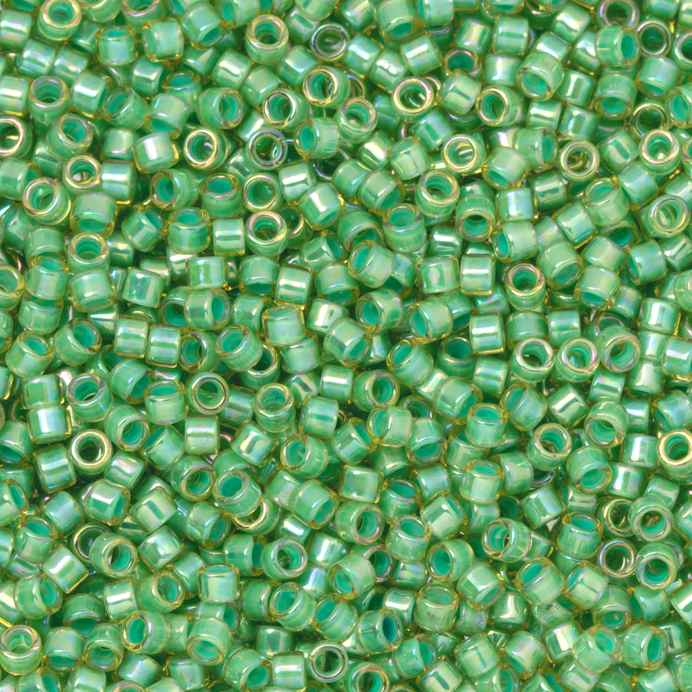 Toho Aiko Seed Beads, 11/0 #1830 'Clover-Lined Lt Jonquil Rainbow' (4 Grams)