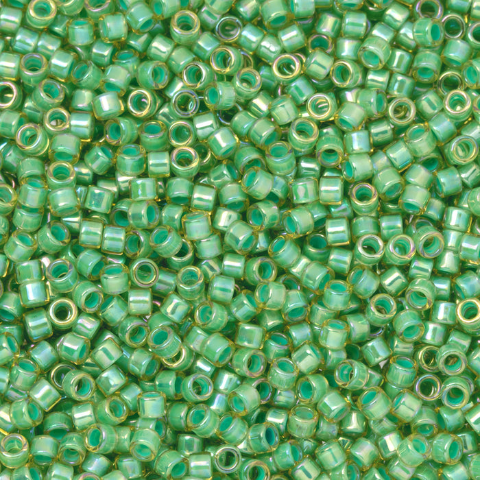 Toho Aiko Seed Beads, 11/0 #1830 'Clover-Lined Lt Jonquil Rainbow' (4 Grams)