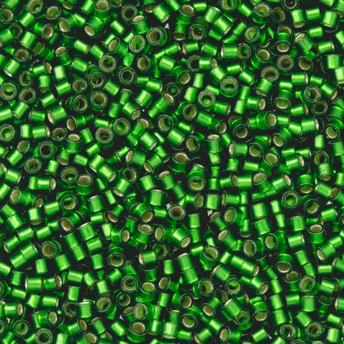 Toho Aiko Seed Beads, 11/0 #27BF 'Frosted Silver-Lined Grass Green' (4 Grams)