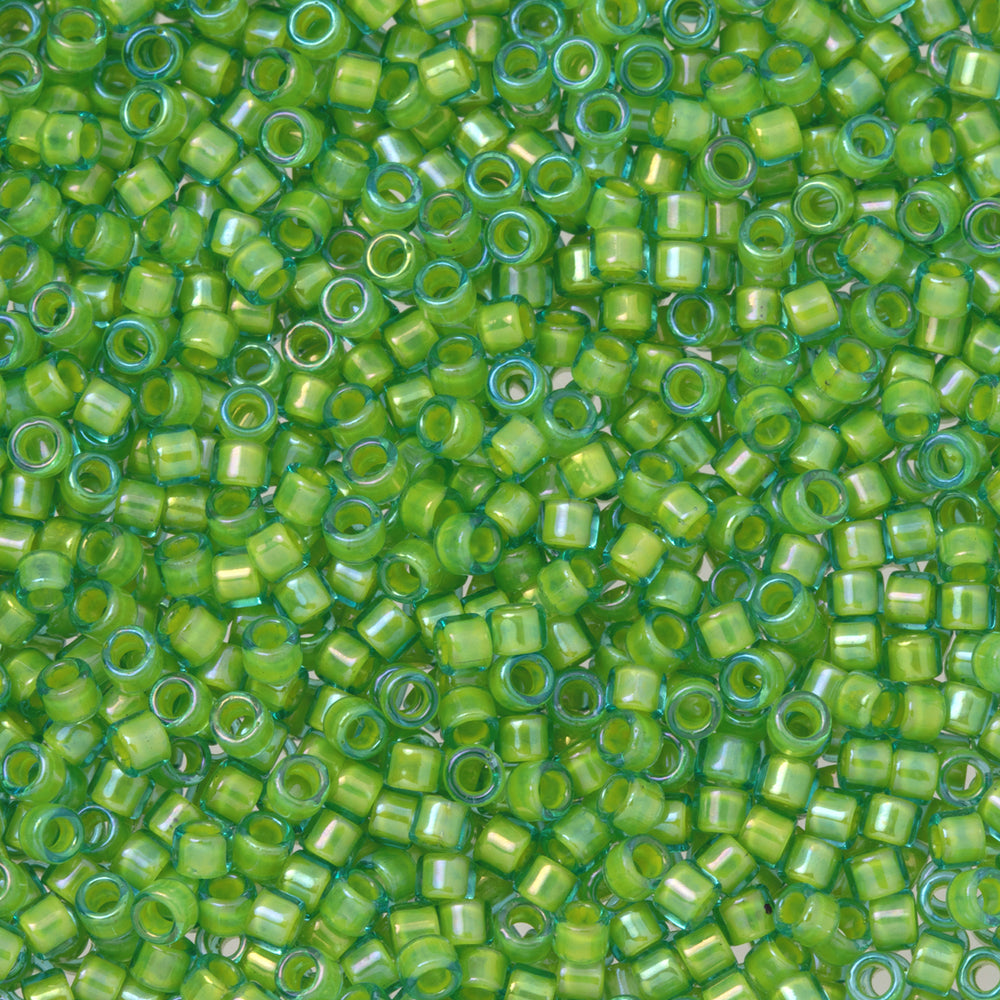 Toho Aiko Seed Beads, 11/0 #307 'Opaque Yellow-Lined Aqua' (4 Grams)