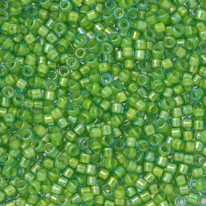 Toho Aiko Seed Beads, 11/0 #307 'Opaque Yellow-Lined Aqua' (4 Grams)