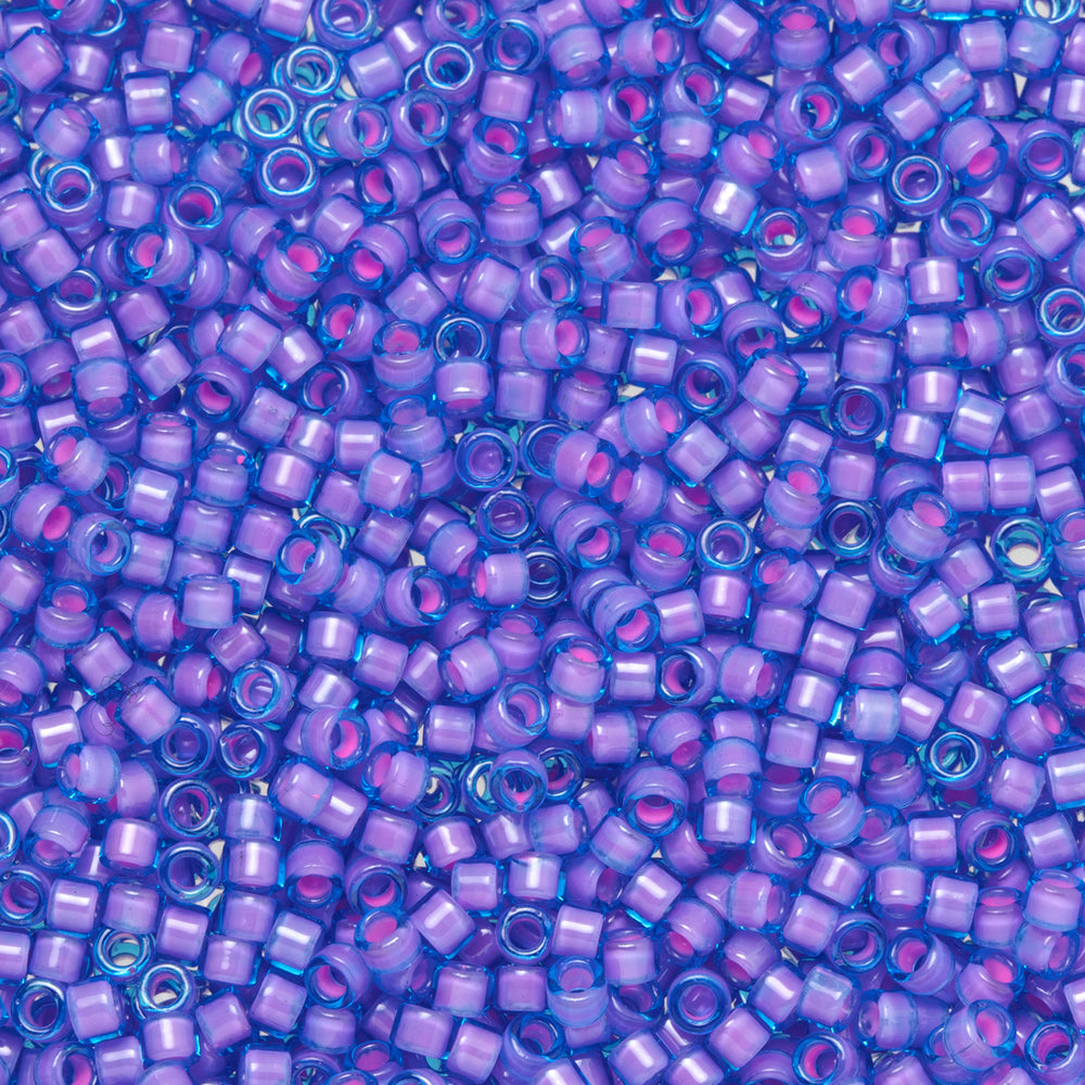 Toho Aiko Seed Beads, 11/0 #938 'Pink-Lined Aqua' (4 Grams)