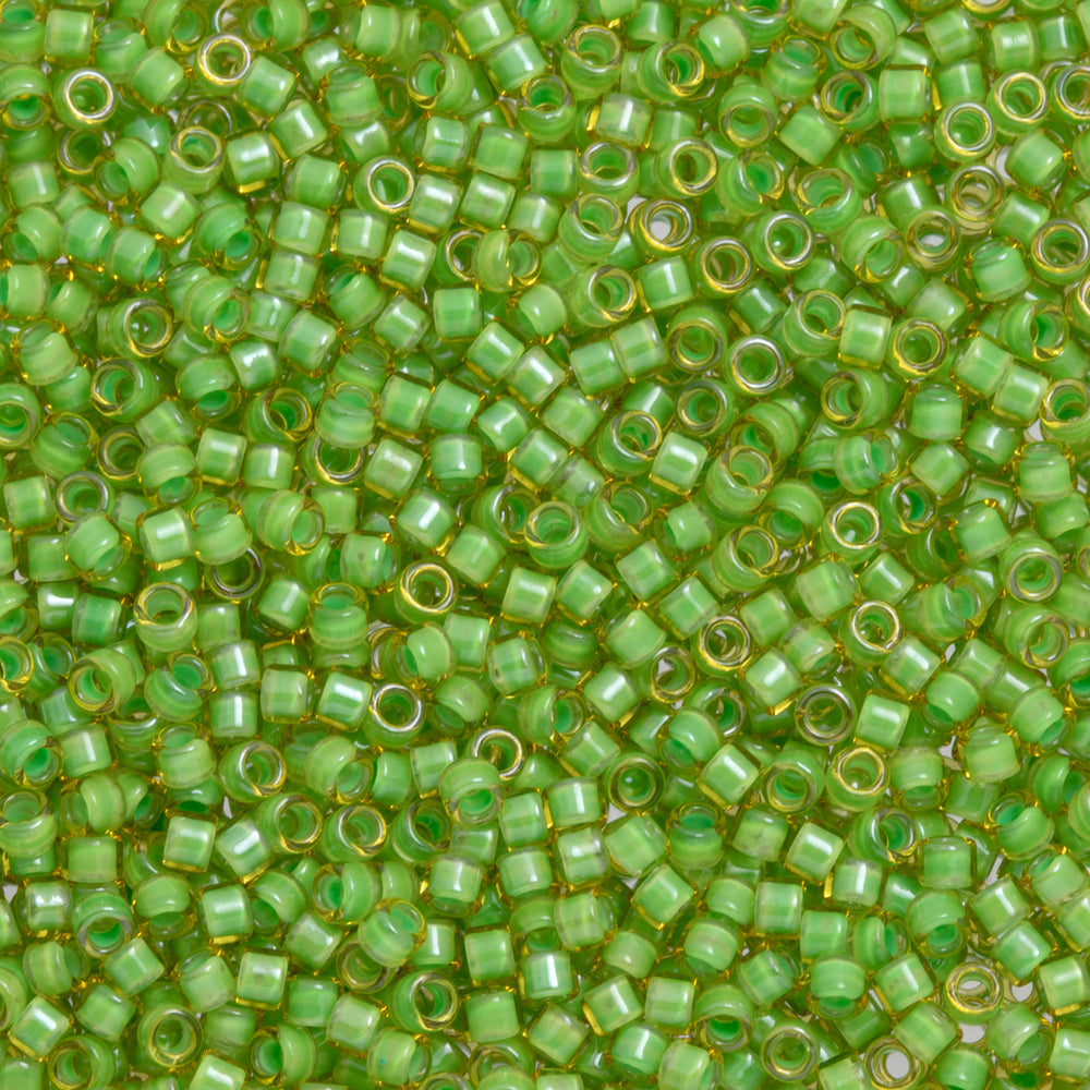 Toho Aiko Seed Beads, 11/0 #945 'Mint Julep-Lined Jonquil' (4 Grams)