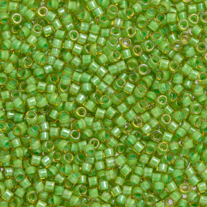 Toho Aiko Seed Beads, 11/0 #945 'Mint Julep-Lined Jonquil' (4 Grams)