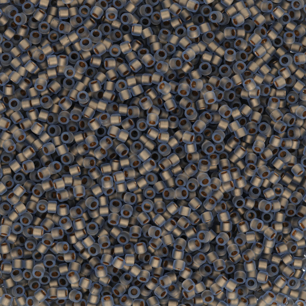 Toho Aiko Seed Beads, 11/0 #997FM 'Frosted Gold-Lined Lt Sapphire Rainbow' (4 Grams)
