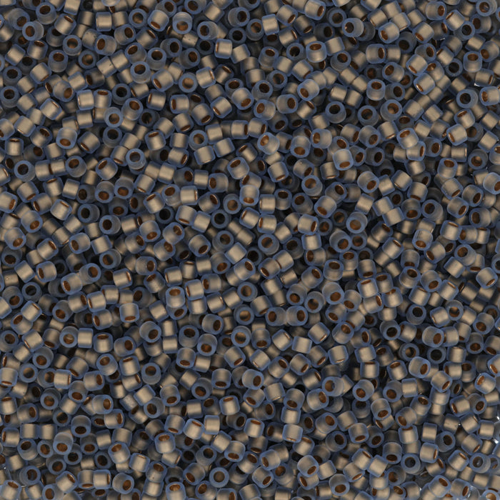 Toho Aiko Seed Beads, 11/0 #997FM 'Frosted Gold-Lined Lt Sapphire Rainbow' (4 Grams)