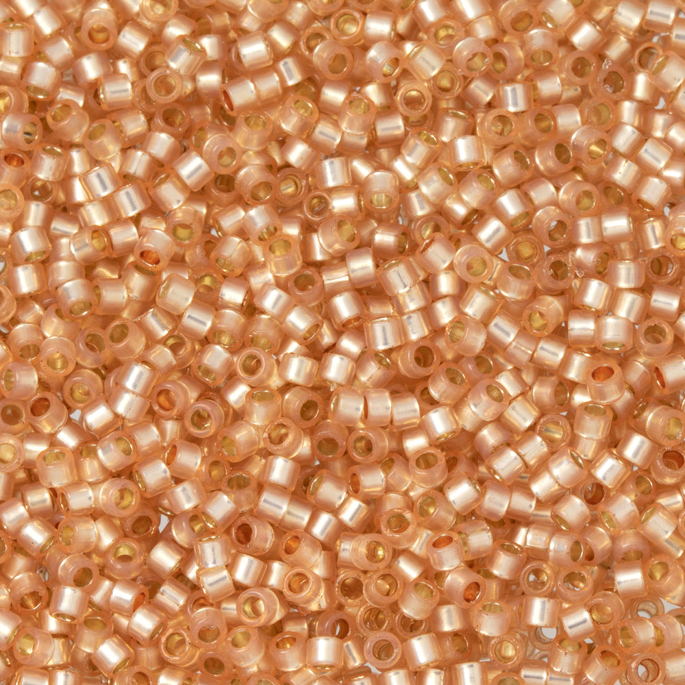 Toho Aiko Seed Beads, 11/0 #PF2111 'PermaFinish Translucent Silver-Lined Peach' (4 Grams)
