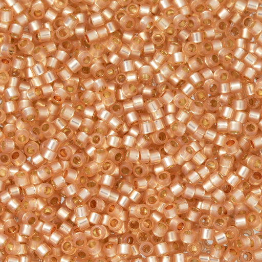 Toho Aiko Seed Beads, 11/0 #PF2111 'PermaFinish Translucent Silver-Lined Peach' (4 Grams)
