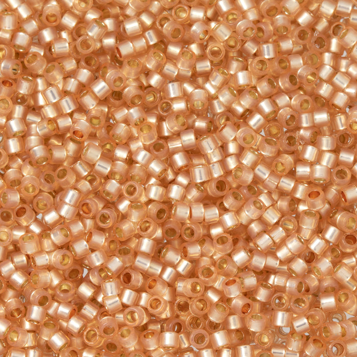 Toho Aiko Seed Beads, 11/0 #PF2111 'PermaFinish Translucent Silver-Lined Peach' (4 Grams)