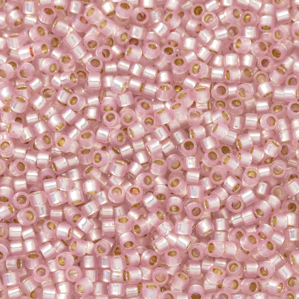 Toho Aiko Seed Beads, 11/0 #PF2120 'PermaFinish Translucent Silver-Lined Soft Pink' (4 Grams)