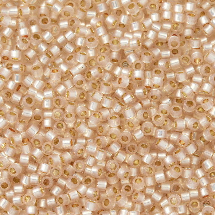 Toho Aiko Seed Beads, 11/0 #PF2126 'PermaFinish Translucent Silver-Lined Peachy Pink' (4 Grams)