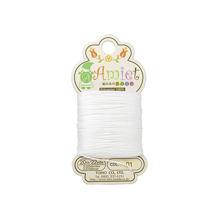 Toho Amiet Polyester Beading Thread, White, 0.5mm (20 Meters/22 Yards)