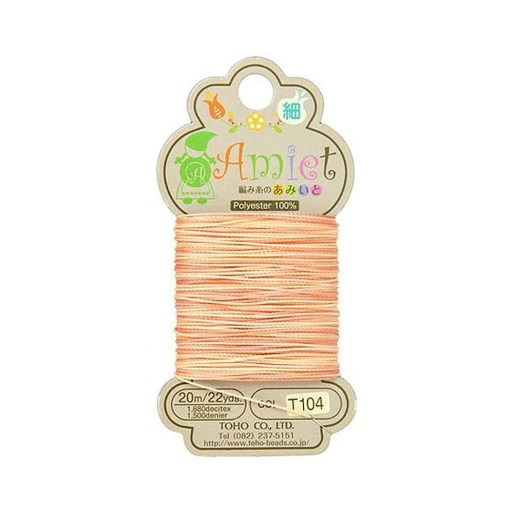Toho Amiet Polyester Beading Thread, Fine Peach Variegated 0.3mm (20 Meters/22 Yards)