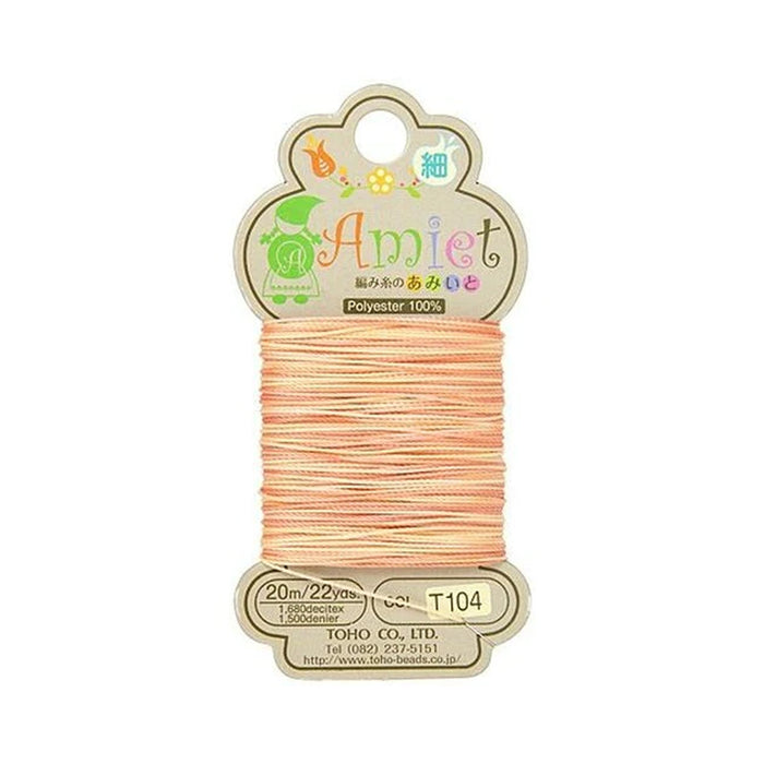 Toho Amiet Polyester Beading Thread, Fine Peach Variegated 0.3mm (20 Meters/22 Yards)