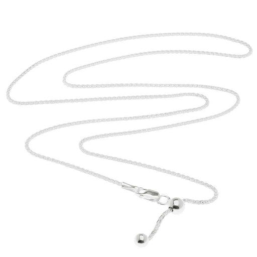 Finished Adjustable Chain Necklace, 0.5mm Wheat Links, 22 Inches, Sterling Silver