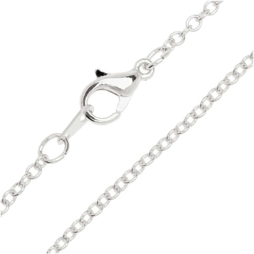 Finished Cable Chain Necklace, Oval Links with Lobster Clasp 2x1.8mm, 16 Inches, Silver Plated