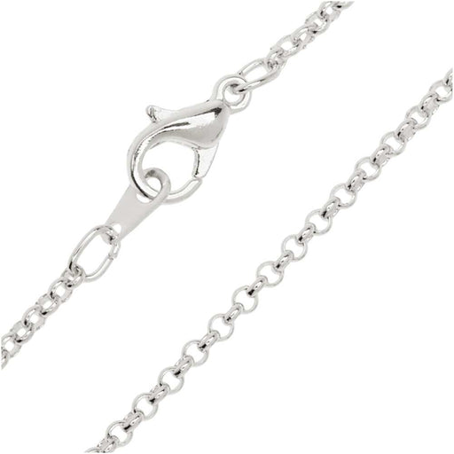 Finished Rolo Chain Necklace, Round Links with Lobster Clasp 2mm, 18 Inches, Silver Plated