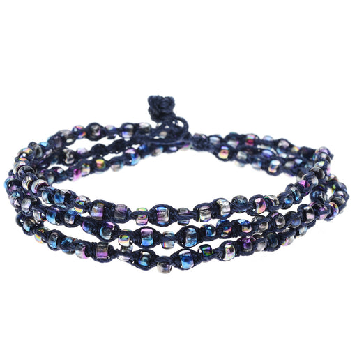 Triple Wrap Twisted Macrame Bracelet in Blue (Reboot)