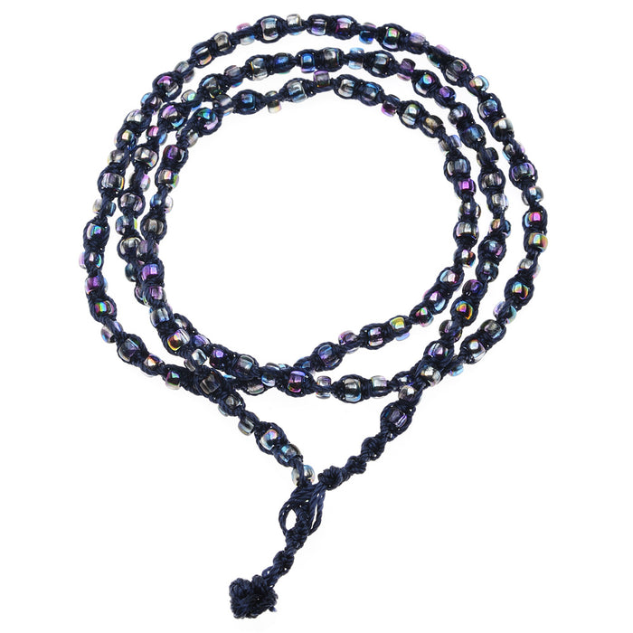Triple Wrap Twisted Macrame Bracelet in Blue (Reboot)