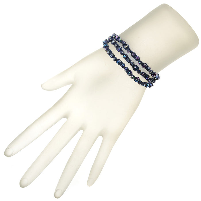 Triple Wrap Twisted Macrame Bracelet in Blue (Reboot)