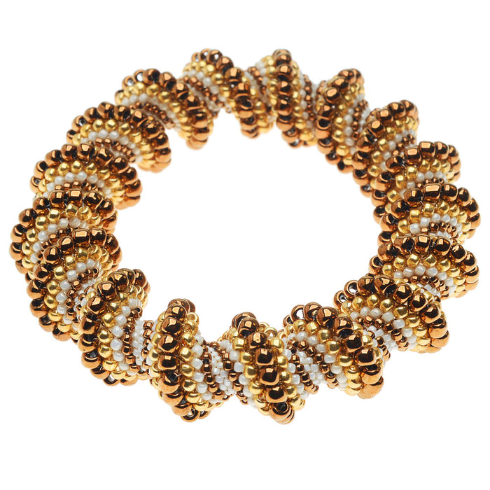 Toffee Swirl Cellini Spiral Beaded Bangle