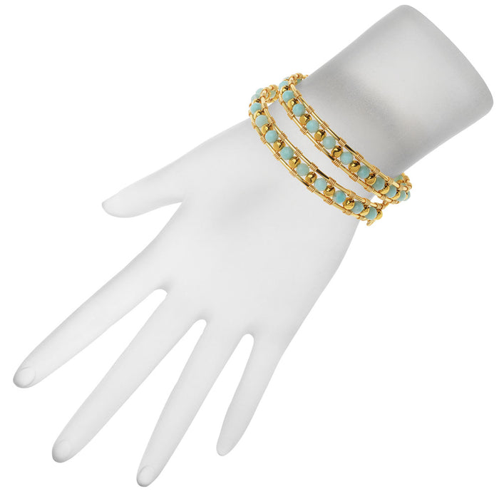 Retired - Open Wire Wrapped Amazonite Bangle