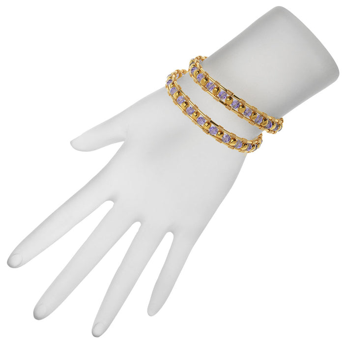Retired - Open Wire Wrapped Austrian Crystal Bangle