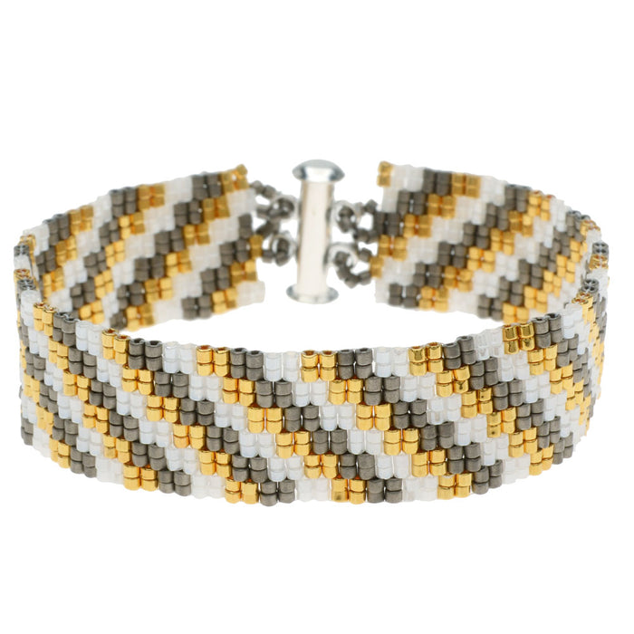 Metal Steps Two Drop Peyote Bracelet