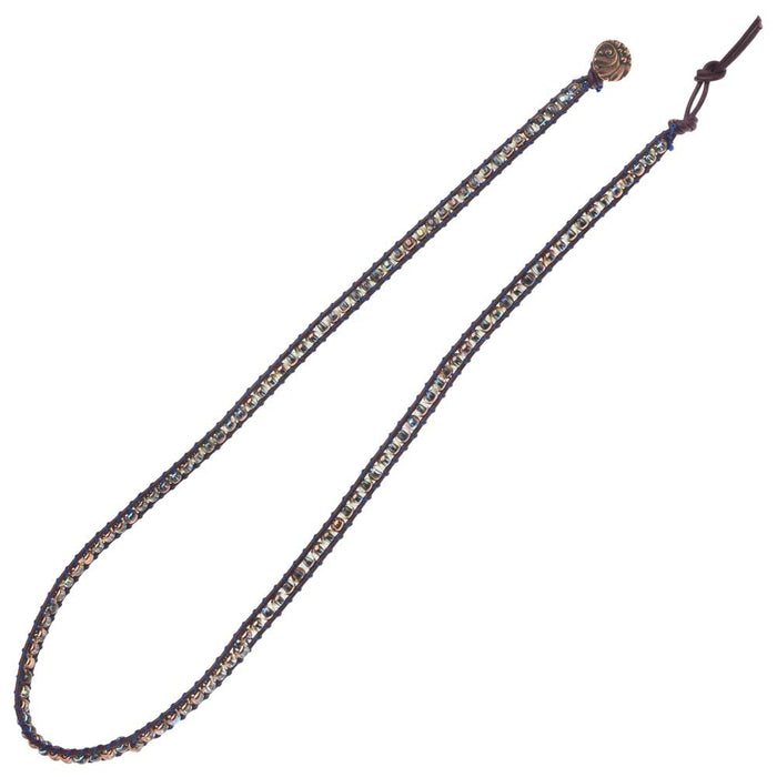 Retired - Berry Leather Triple Wrapit Loom Bracelet