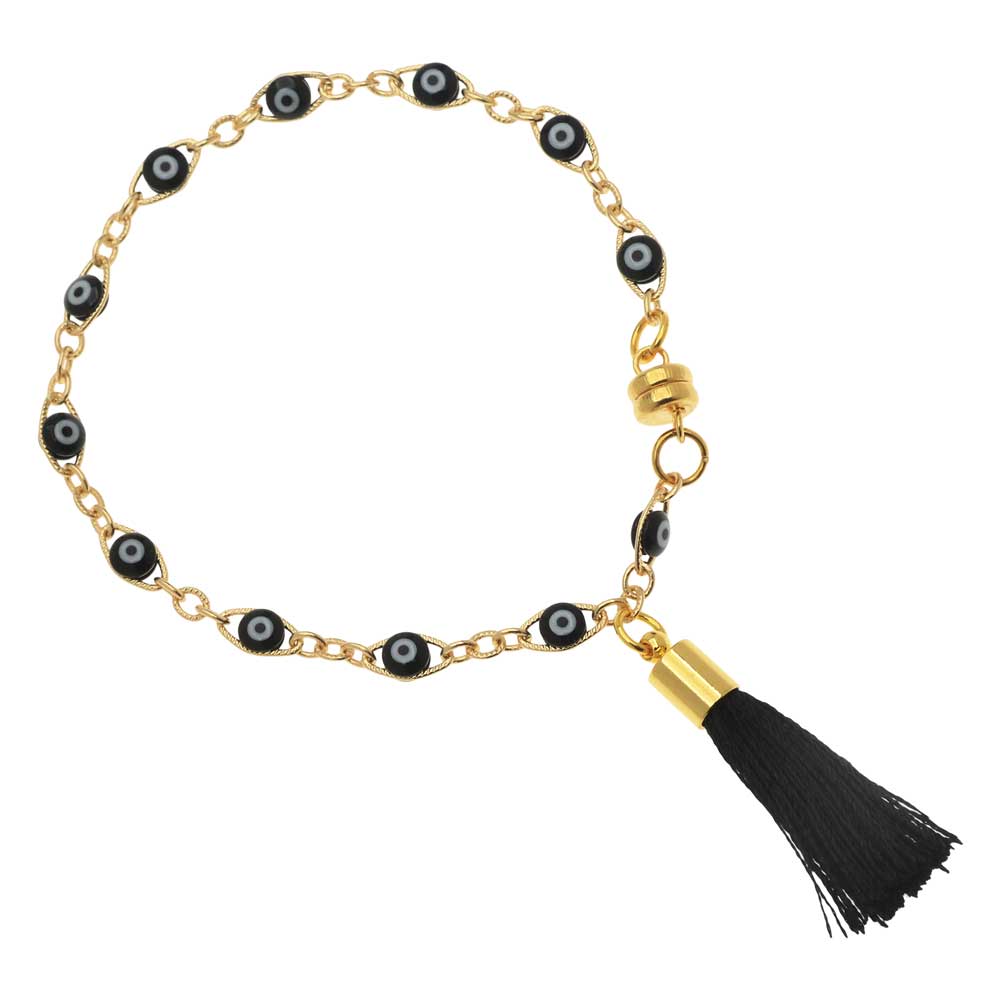 Retired - Boho Evil Eye Tassel Bracelet
