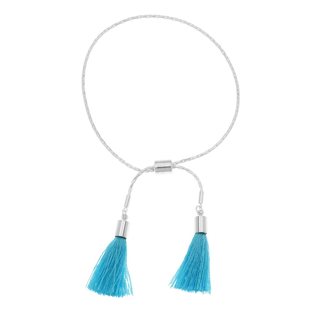 Retired - Lola Adjustable Tassel Bracelet in Turquoise and Silver
