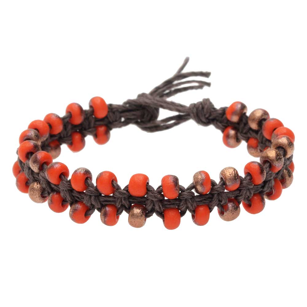 Bohemian Orange Hemp Bracelet