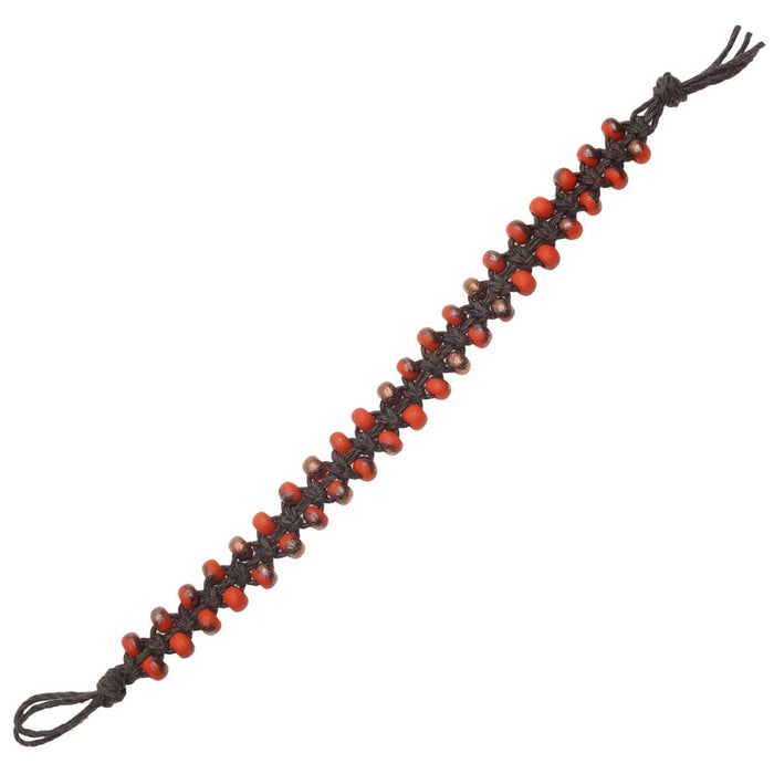 Bohemian Orange Hemp Bracelet