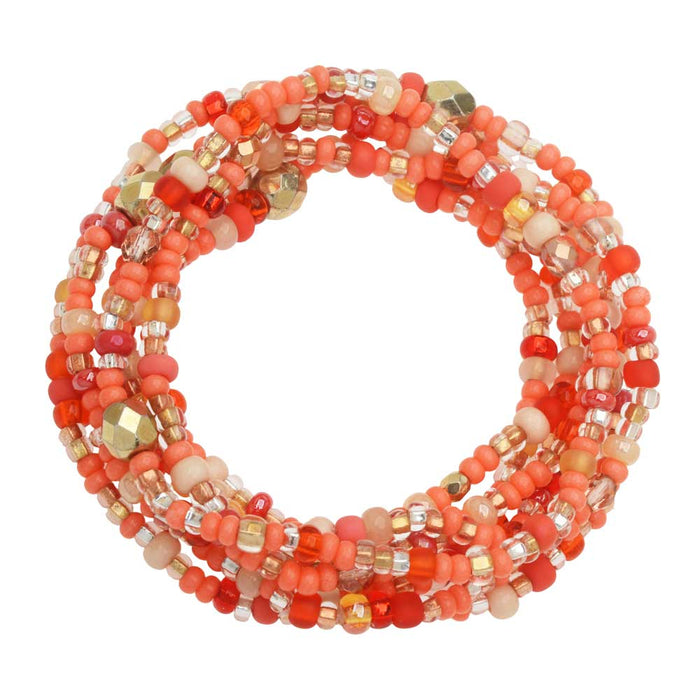 Retired - Stackable Seed Bead Bracelets in Coral