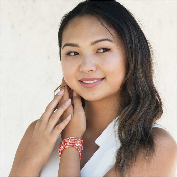 Retired - Stackable Seed Bead Bracelets in Coral
