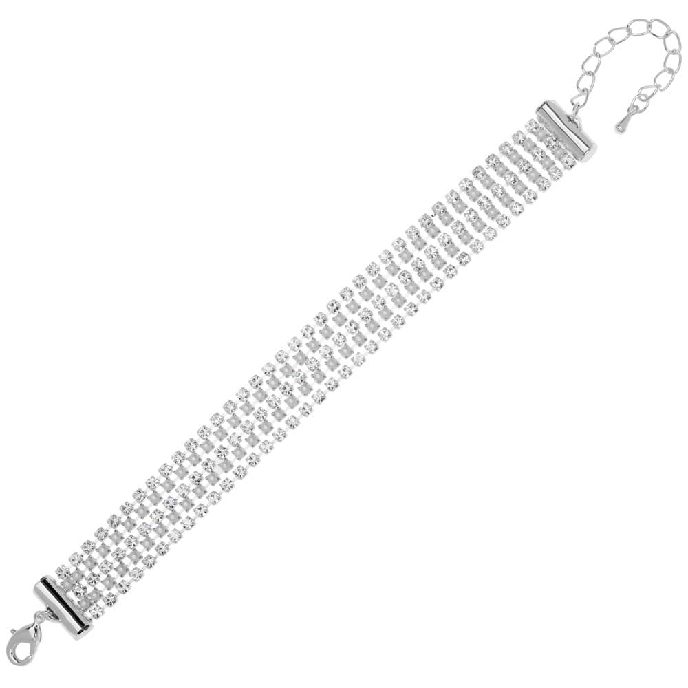 Rhinestone and Pearl Cup Chain Bracelet