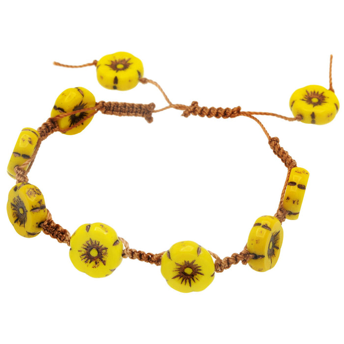 Sunshine Hibiscus Macrame Bracelet (Reboot)