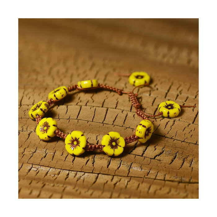 Sunshine Hibiscus Macrame Bracelet (Reboot)