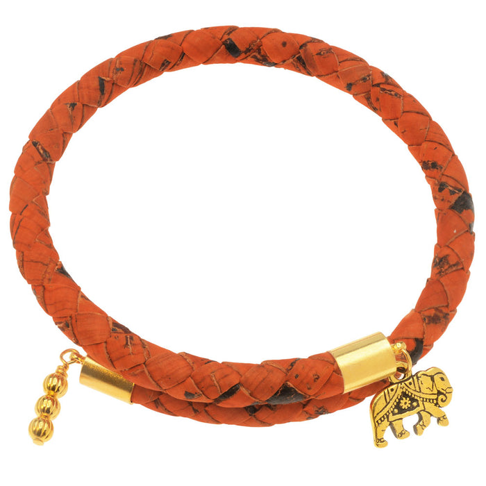 Boho Charming Cork Memory Wire Bangle