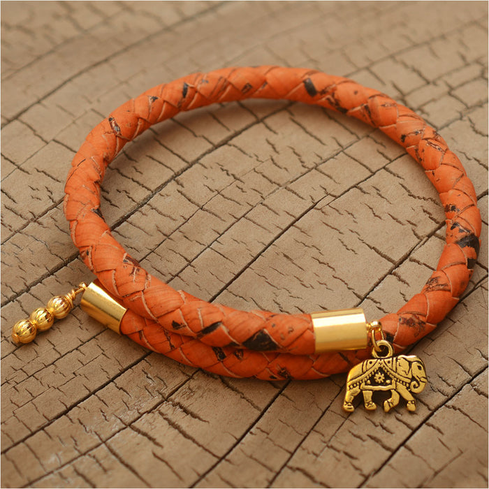 Boho Charming Cork Memory Wire Bangle