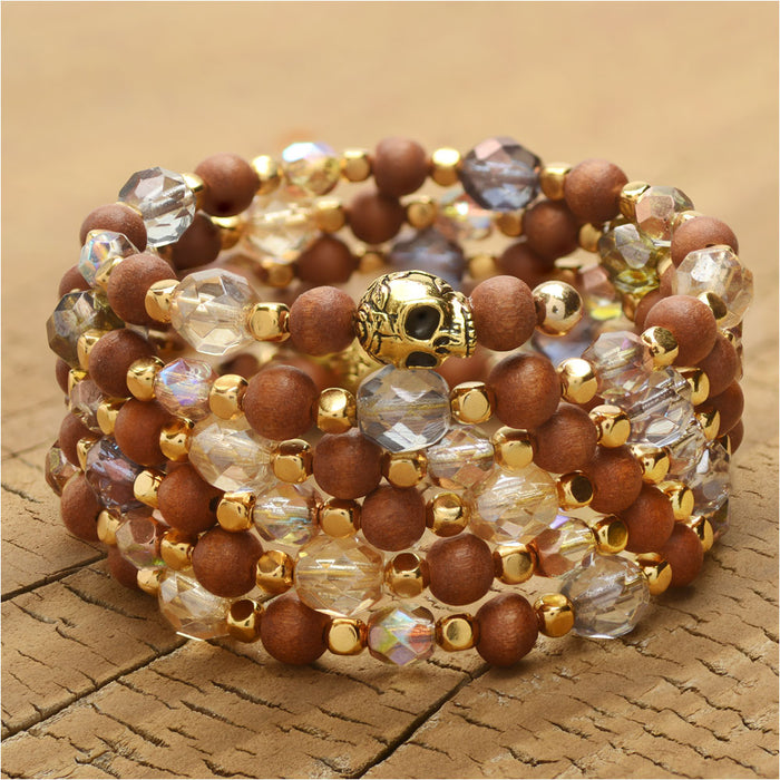 Glimmering Skull Memory Wire Bracelet