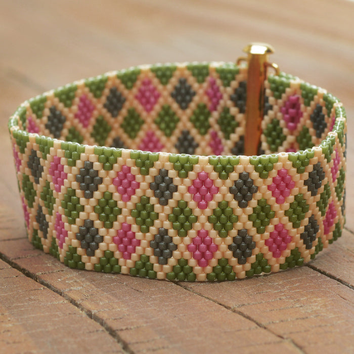Autumn Argyle Peyote Bracelet