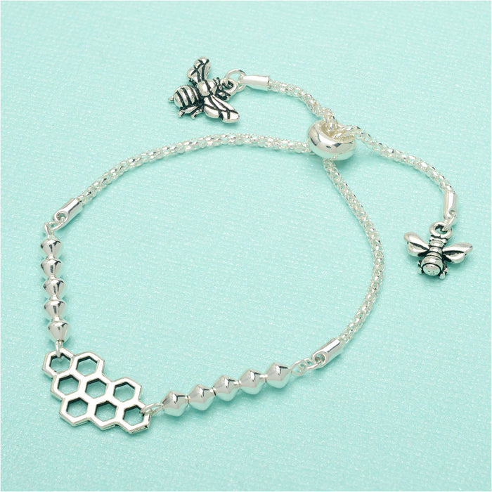 Honeycomb Silver Spring Adjustable Bracelet (Reboot)
