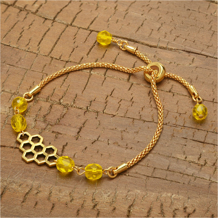 Golden Honeycomb Adjustable Bracelet