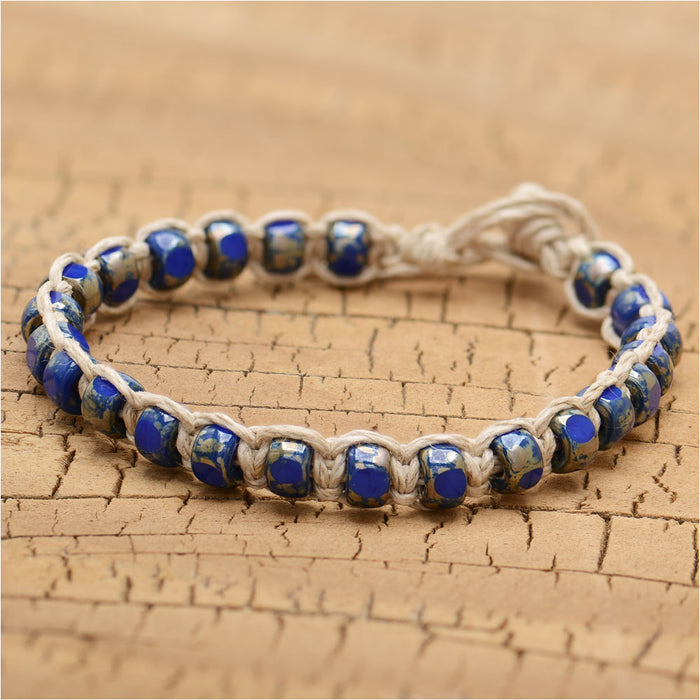 Earthly Blues Hemp Macrame Bracelet (Reboot)