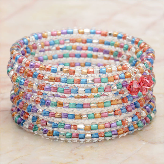 Mardi Gras Memory Wire Bracelet